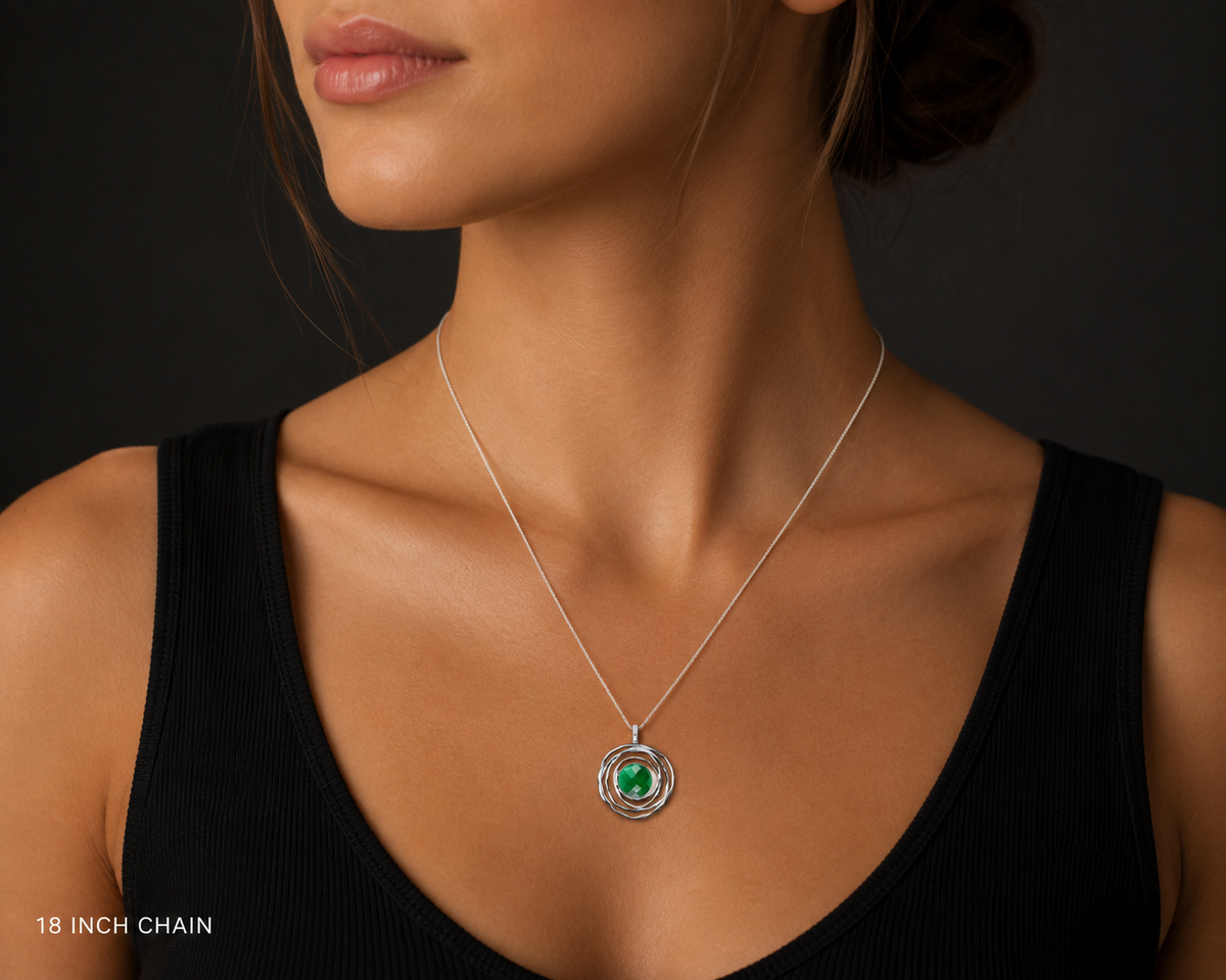 Spiderweb Emerald Pendant Sterling Silver 925 Hallmarked All Chain Lengths