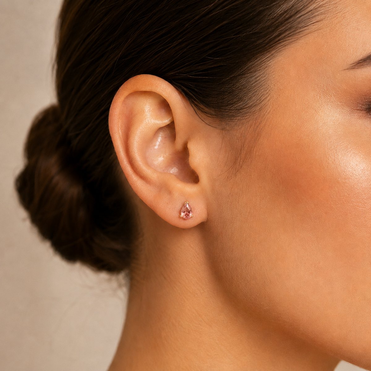 Natural Teardrop Morganite Stud Earrings 9ct Yellow Gold 375 Hallmarked