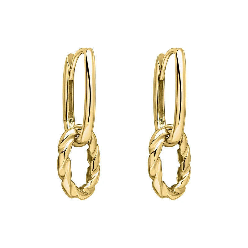 Twisted Rope Drop Earrings 9ct Yellow Gold 375 Hallmarked British Made