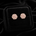 Natural Floral Morganite Diamond Stud Earrings 9ct Rose Gold 375 Hallmarked