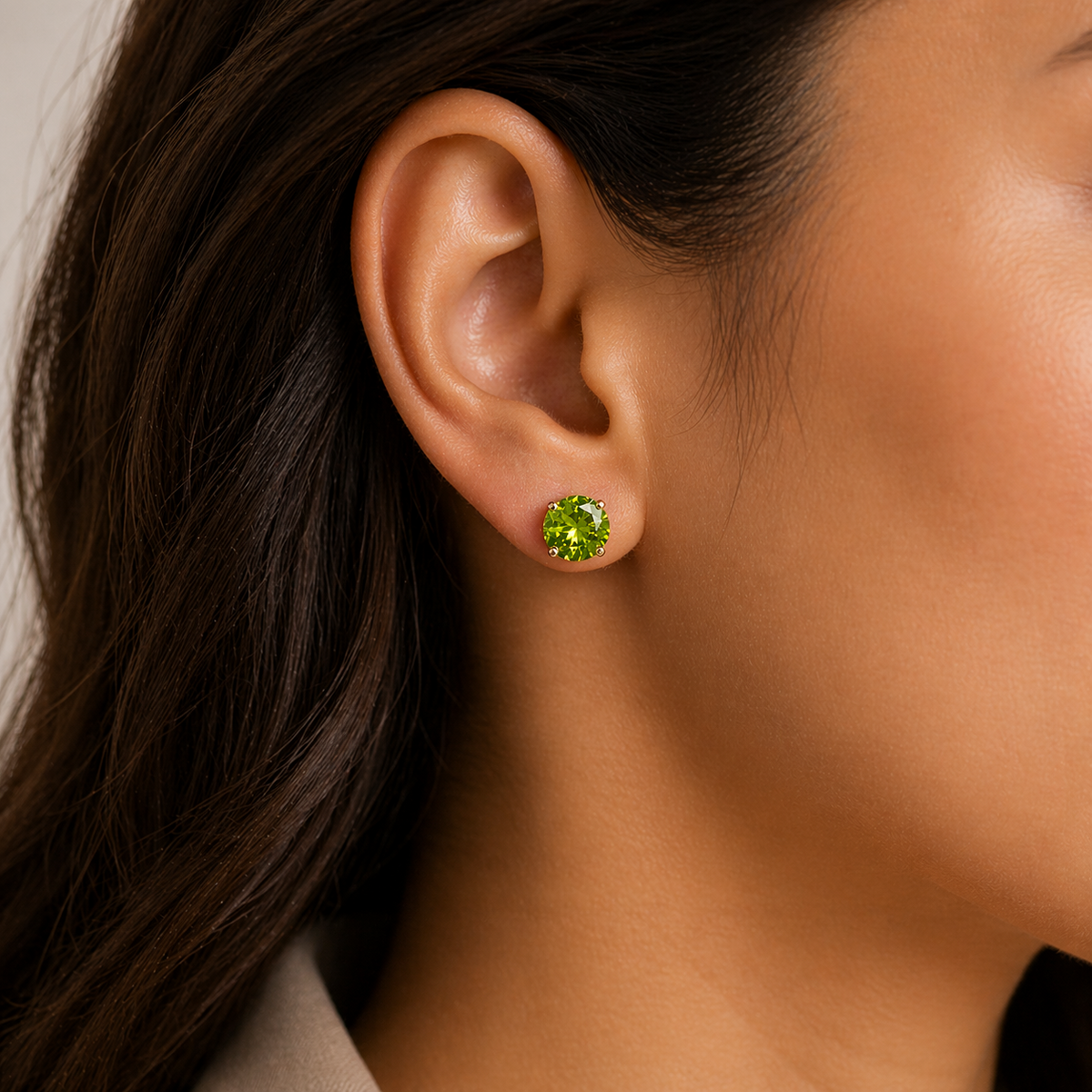 Yellow Gold Peridot Earrings Solitaire Natural Stone 375 9 Carat New Boxed