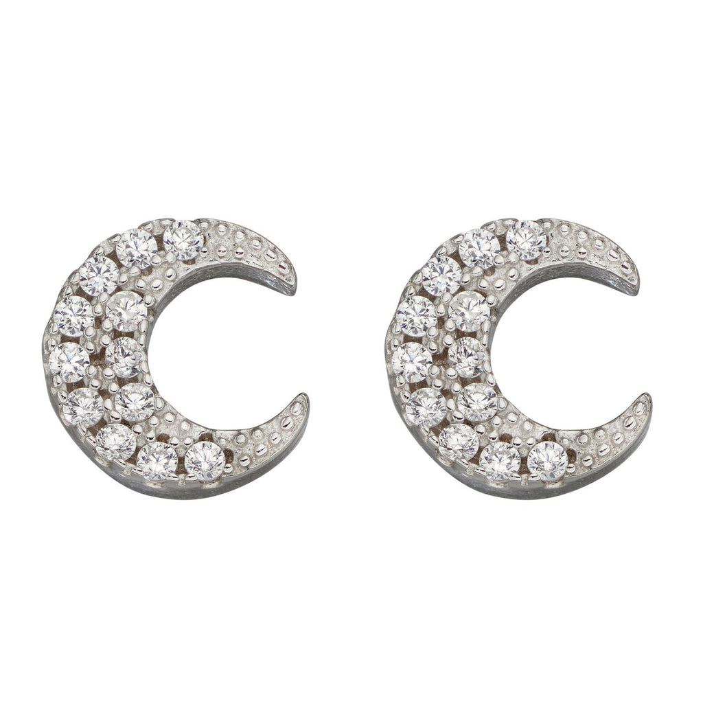 Moon Crescent Stud Earrings Sterling Silver 925 Hallmarked Brand New Boxed
