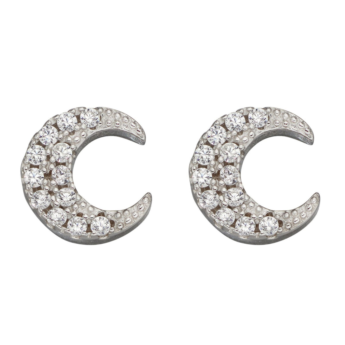 Moon Crescent Stud Earrings Sterling Silver 925 Hallmarked Brand New Boxed