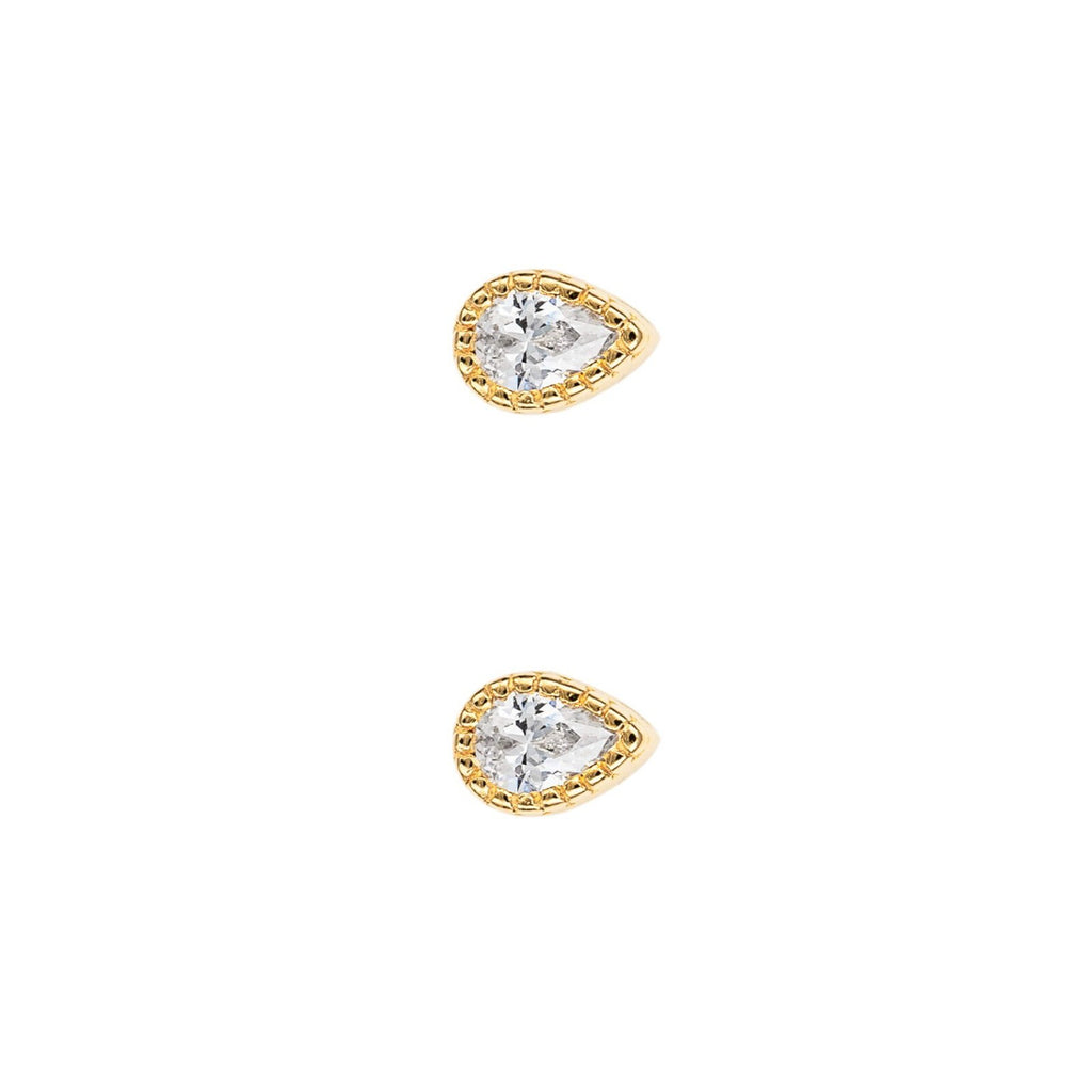 Zircon Teardrop Stud Earrings 9ct Yellow Gold Plated Hallmarked Brand New Boxed