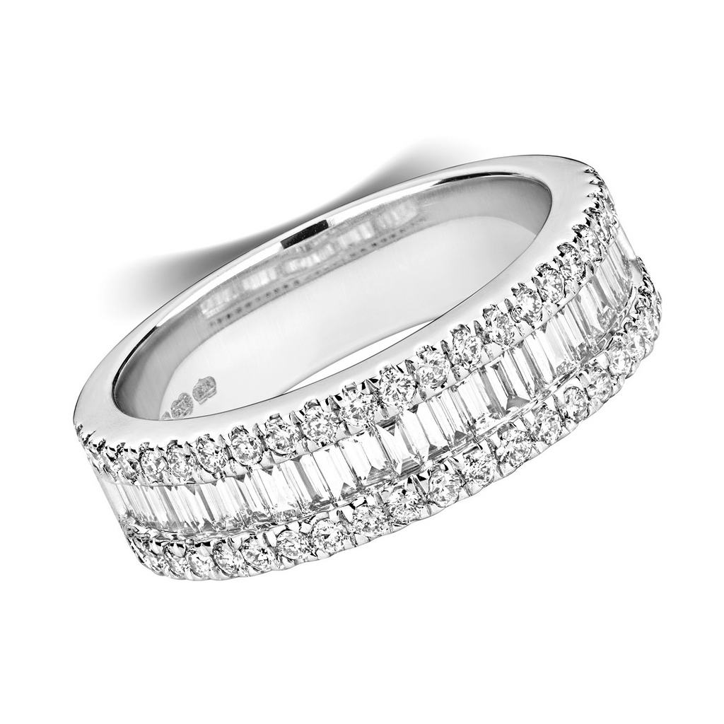 Natural Diamond Statement Eternity Ring 18ct White Gold Hallmarked Sizes J - Q
