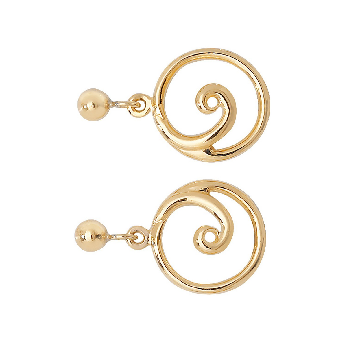Organic Swirl Drop Earrings 9ct Yellow Gold 375 Hallmarked Brand New Boxed