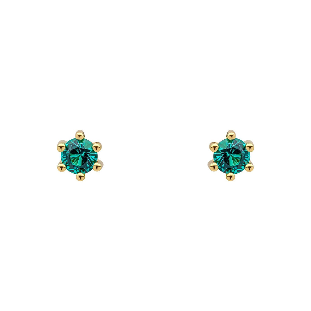 Green Crystal Stud Earrings 9ct Yellow Gold Plated Hallmarked Brand New Boxed