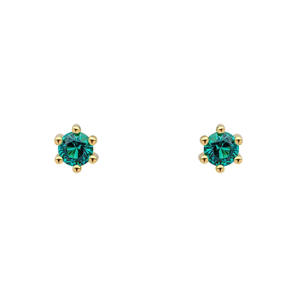 Green Crystal Stud Earrings 9ct Yellow Gold Plated Hallmarked Brand New Boxed