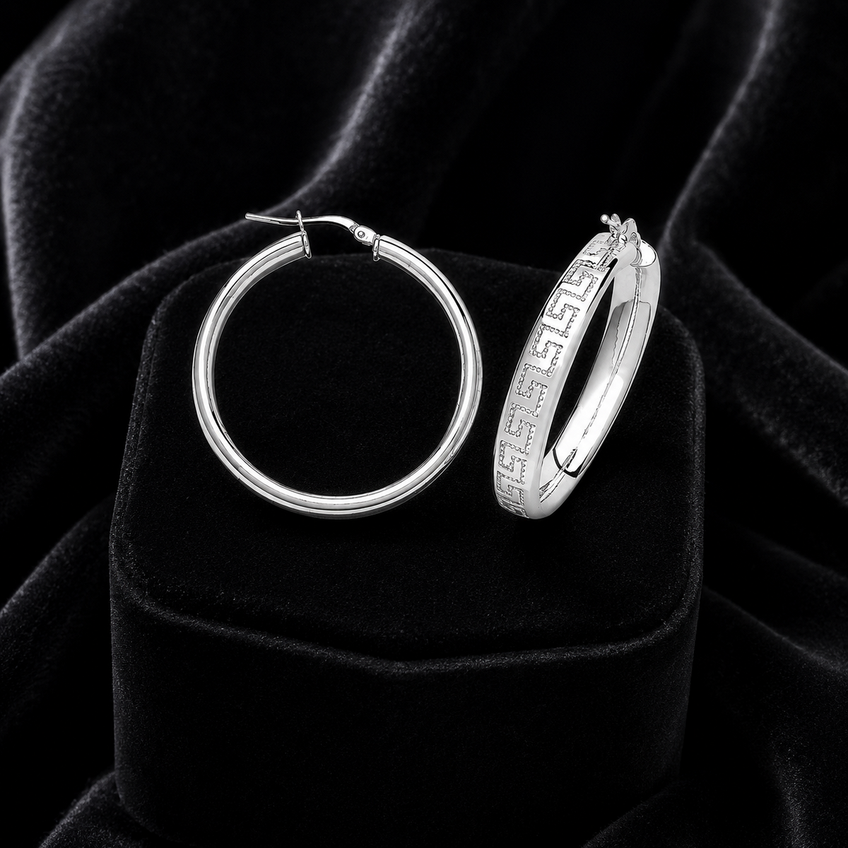 Authentic Greek Sterling Silver Hoops 925 Hallmarked 15mm - 50mm Diameter