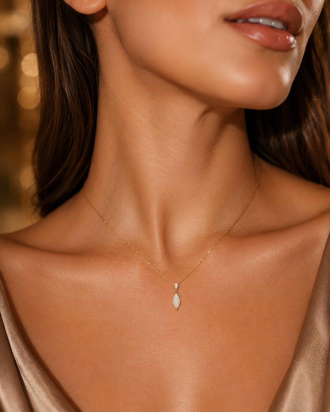 Diamond and Opal Pendant 9ct Yellow Gold 375 Hallmarked British Made Brand New