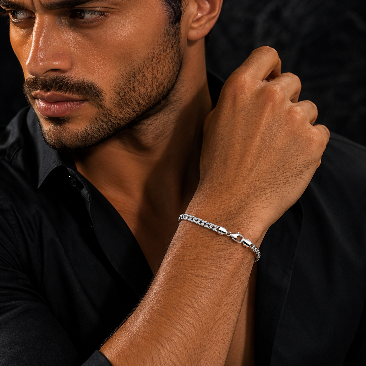 Men's Sterling Silver Bracelet Franco British Made 925 Hallmark 8" Weight 17g