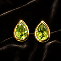 Peridot Teardrop Stud  Earrings 9ct Yellow Gold 375 Hallmarked British Made