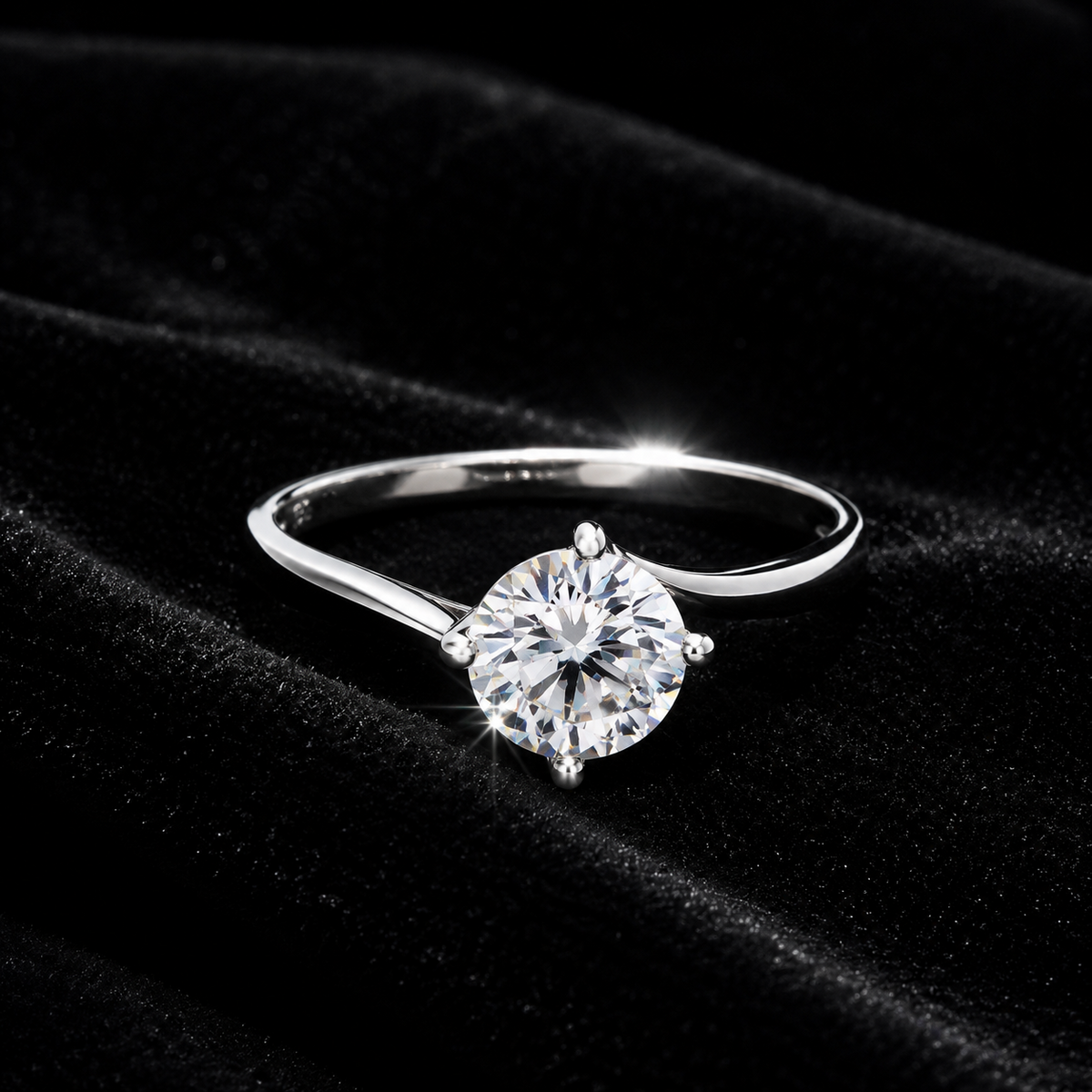 Platinum Solitaire Ring Sterling Silver 925 Hallmarked British Made Size J - S