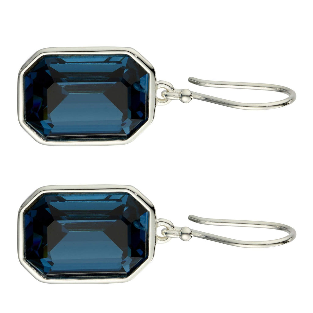 Elongated Sapphire Drop Earrings Sterling Silver 925 Hallmarked Brand New Boxed