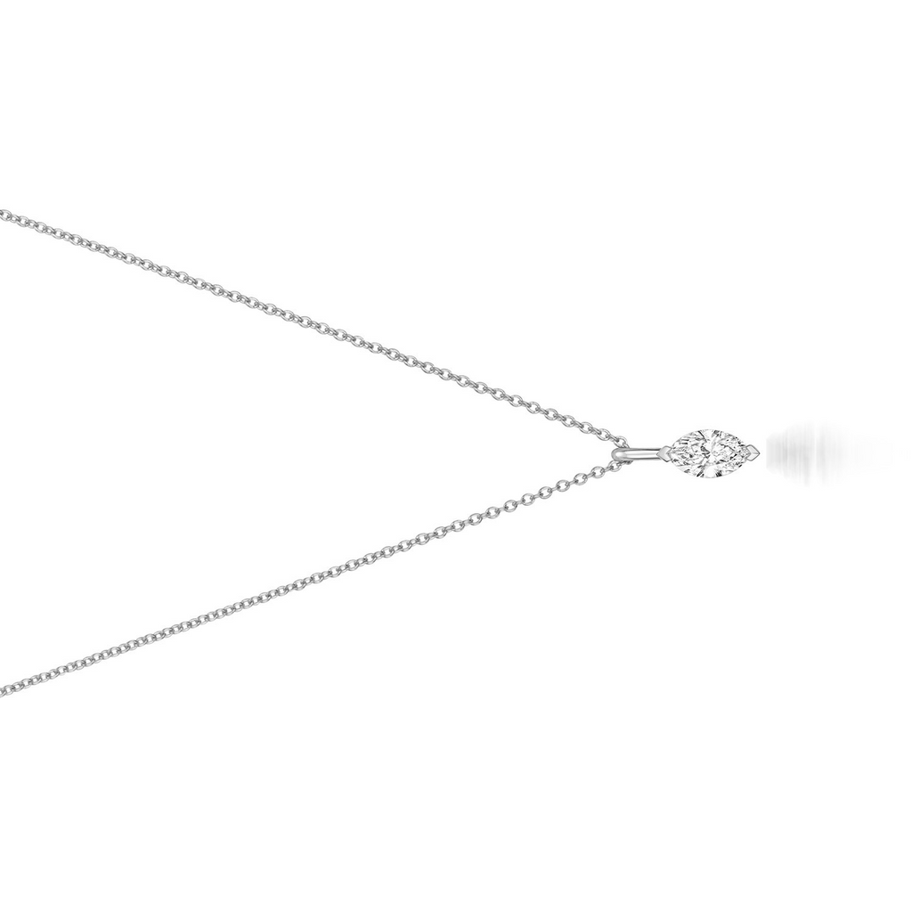 1 Natural Diamond Marquise Cut Necklace 18ct White Gold Hallmarked British Made