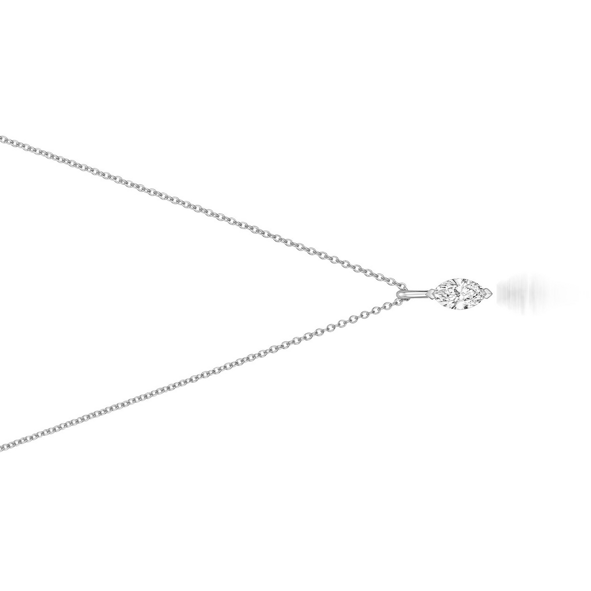 1 Natural Diamond Marquise Cut Necklace 18ct White Gold Hallmarked British Made