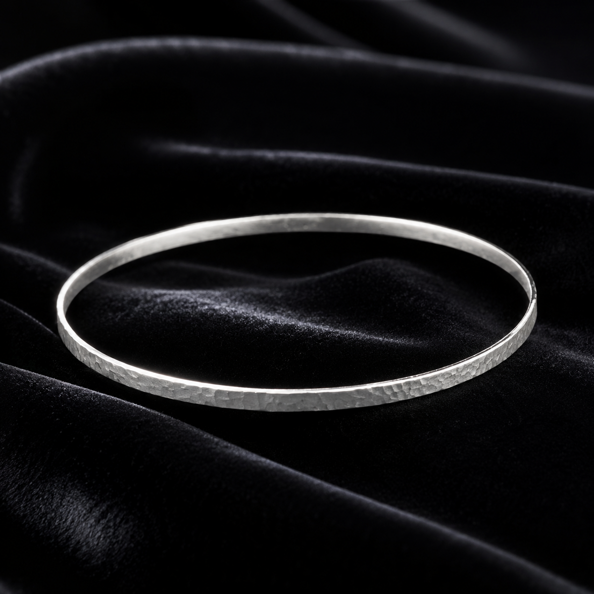 3mm Hammered Bangle On Sterling Silver British Made 925 Hallmarked Brand New