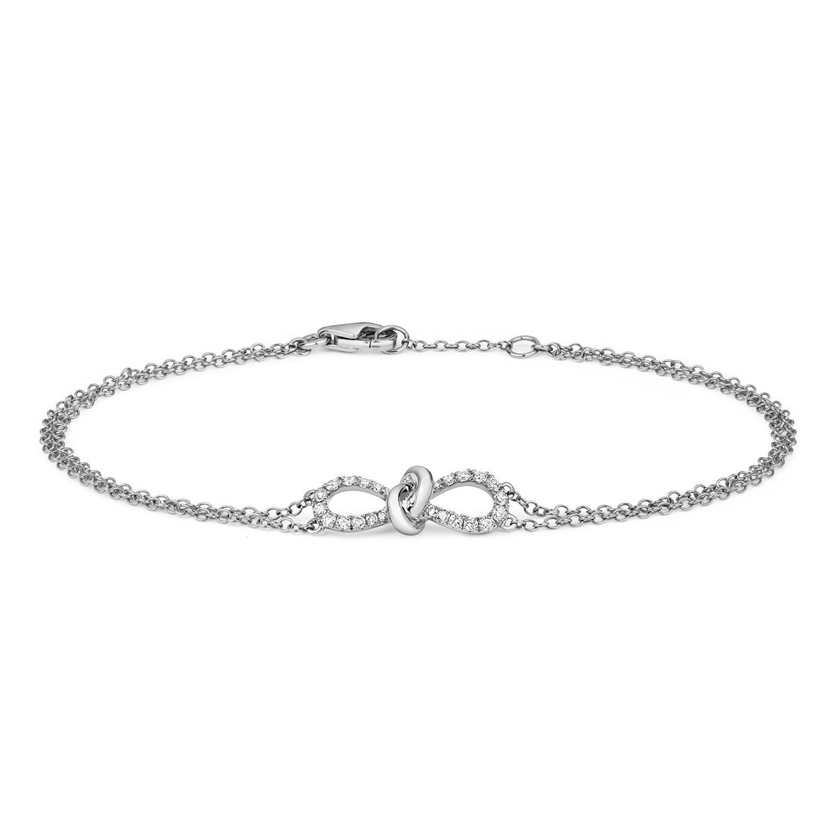 Infinity Natural Diamond 18ct White Gold Bracelet 375 Hallmarked British Made