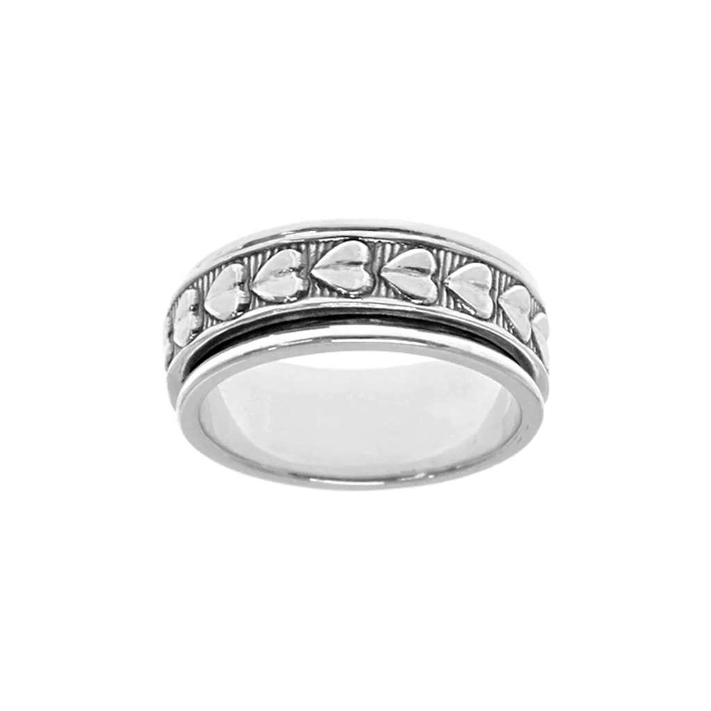Heart Spinner Ring Sterling Silver 925 Hallmarked British Made Size K - T