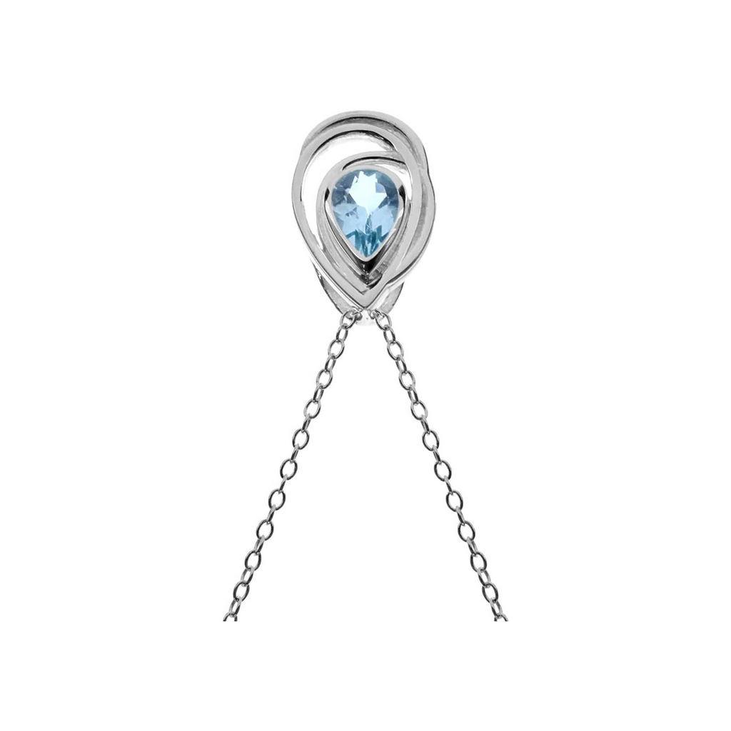 Teardrop Blue Topaz Necklace Solid Sterling Silver 925 Hallmarked British Made