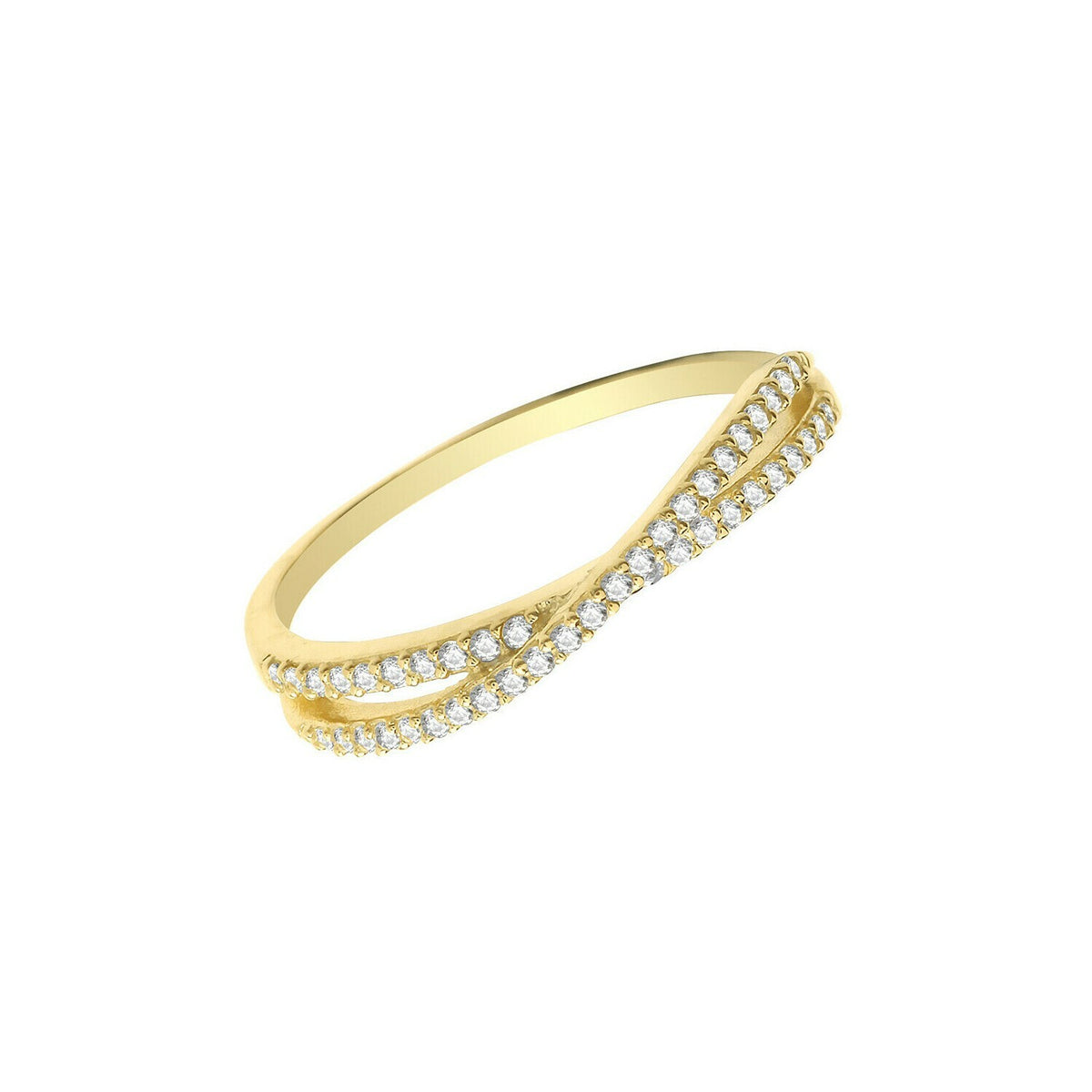 Crossover Gemstone Eternity Ring 9ct Yellow Gold Hallmarked Sizes J - R