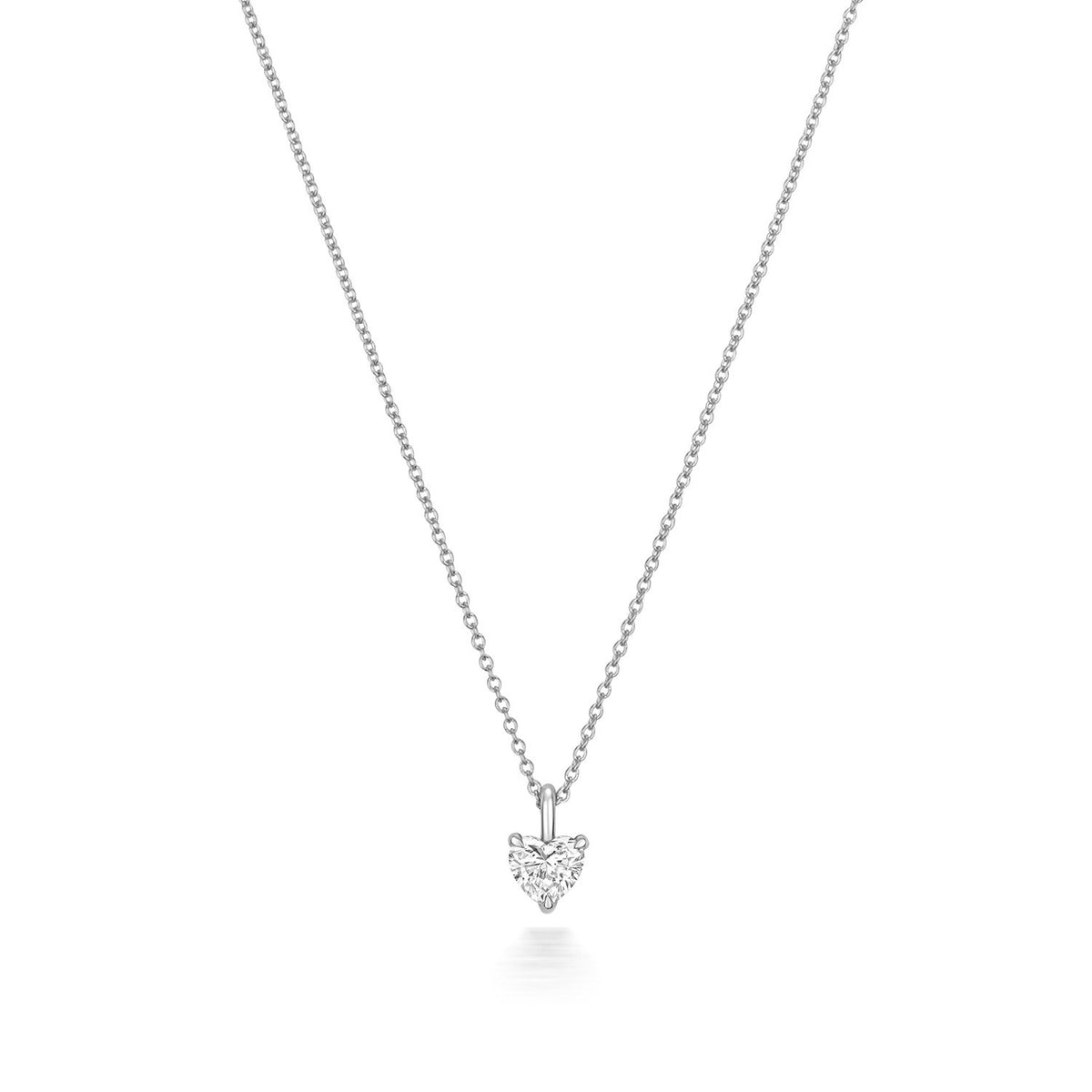 1 Natural Diamond Heart Necklace 18ct White Gold Hallmarked British Made