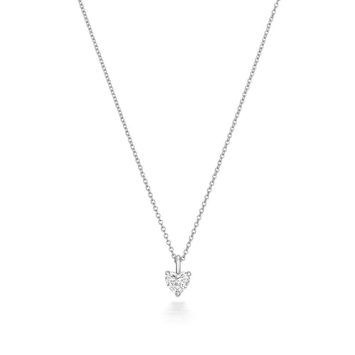 1 Natural Diamond Heart Necklace 18ct White Gold Hallmarked British Made