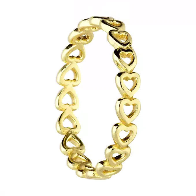 Open Heart Ring 9ct Yellow Gold Plated Hallmarked British Made Size J - R