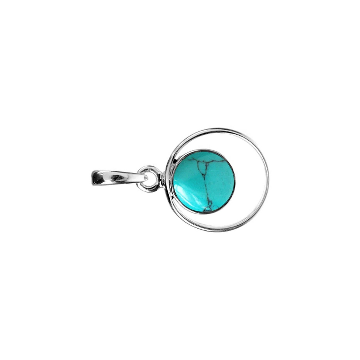 Flush Turquoise Hoop Pendant Sterling Silver 925 Hallmarked All Chain Lengths