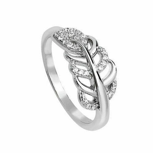 Sterling Silver Leaf Ring Anniversary Gemstone 925 Hallmarked Size L - Q