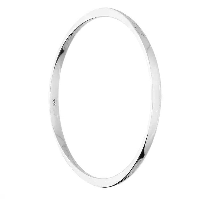 Thick Single Curve Bangle Sterling Silver 925 Hallmarked British Made Brand New