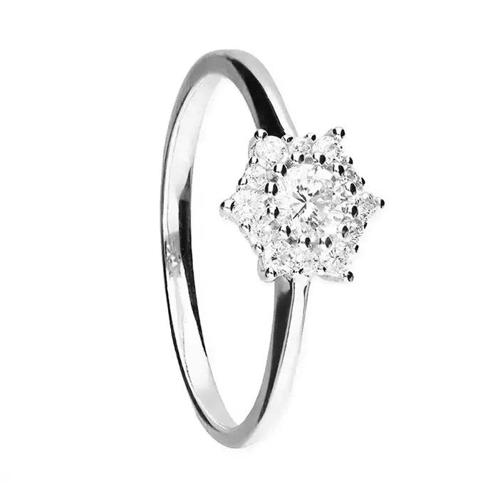 Hexagonal Cluster Ring Sterling Silver 925 Hallmarked British Made Size L - R