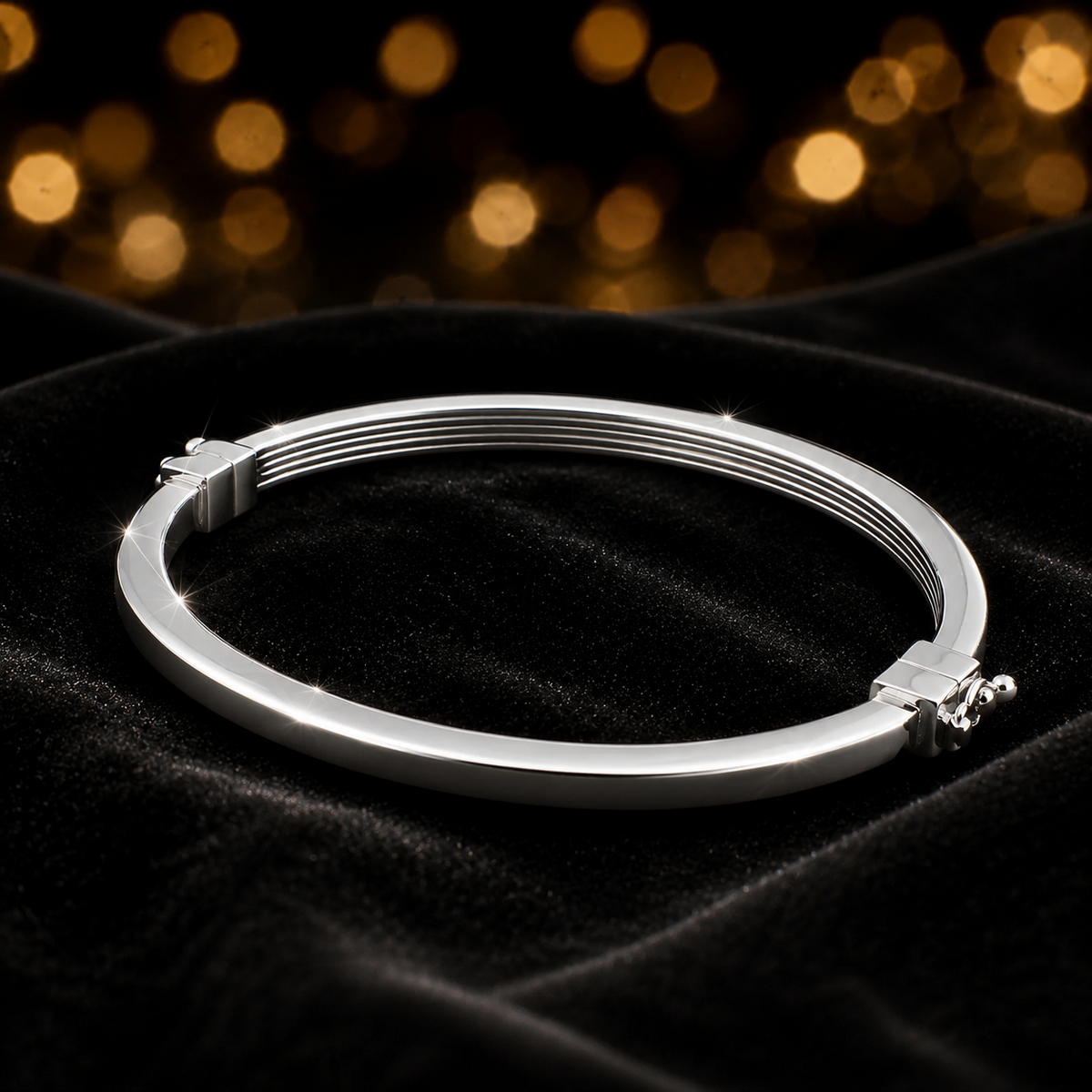 Ribbed Hinge Bangle Sterling Silver 925 Hallmarked British Made Brand New