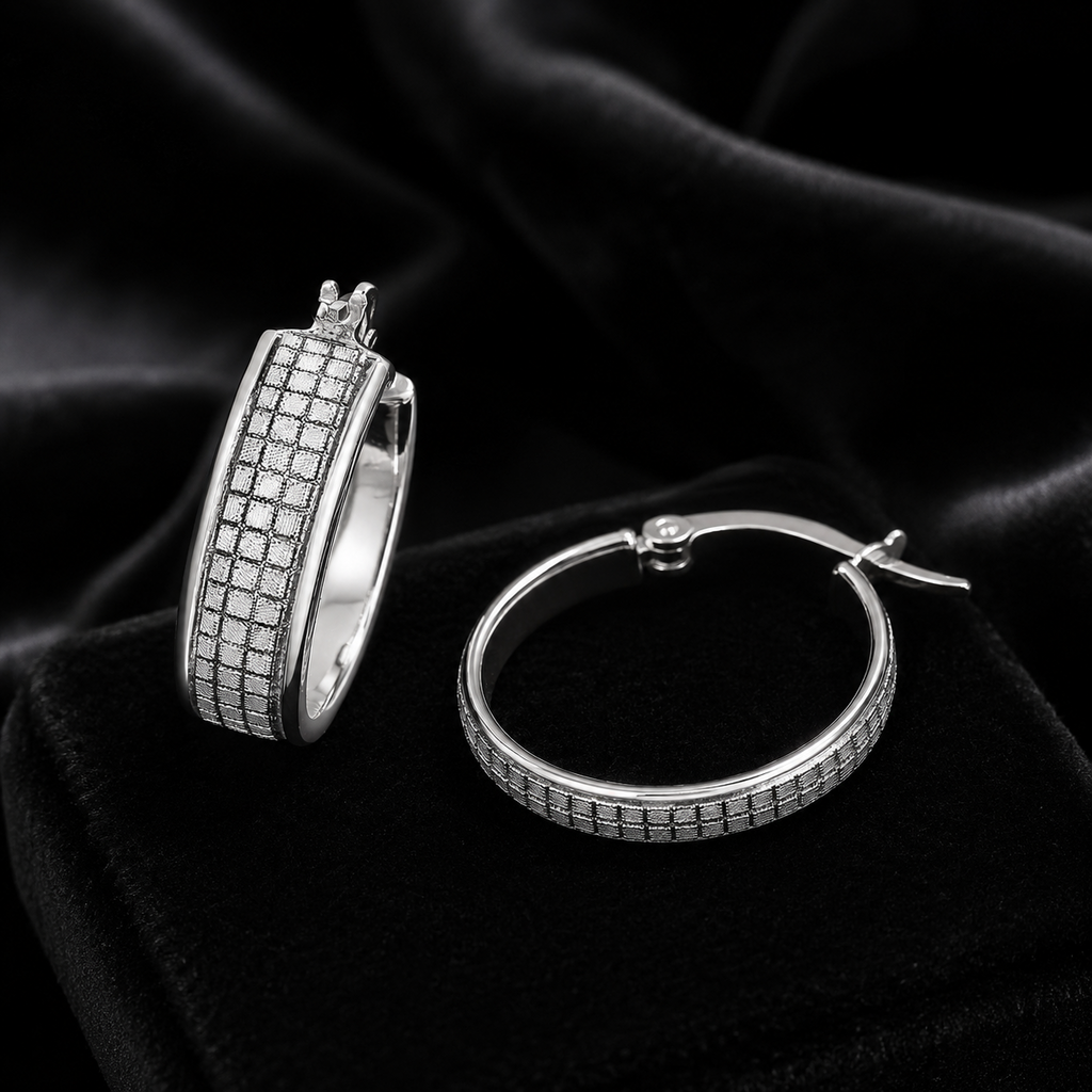 9ct White Gold Hinged Statement Hoop Earrings 375 Hallmarked 15 - 30mm Diameter