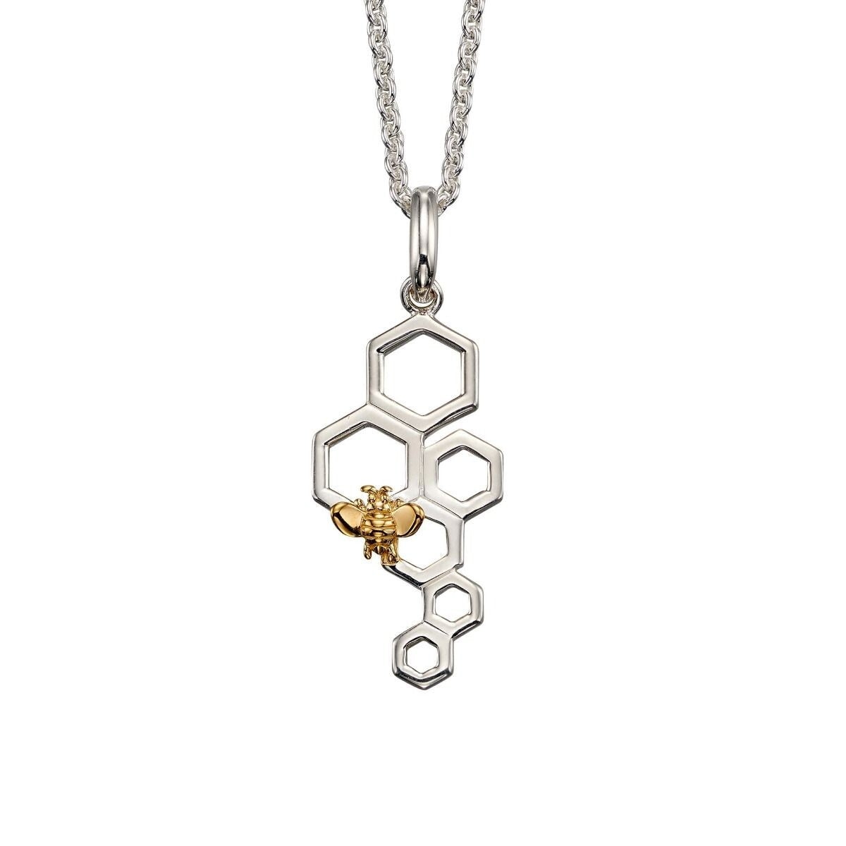 Honeycomb Bee Pendant 9ct Yellow Gold Plated Hallmarked All Chain Lengths