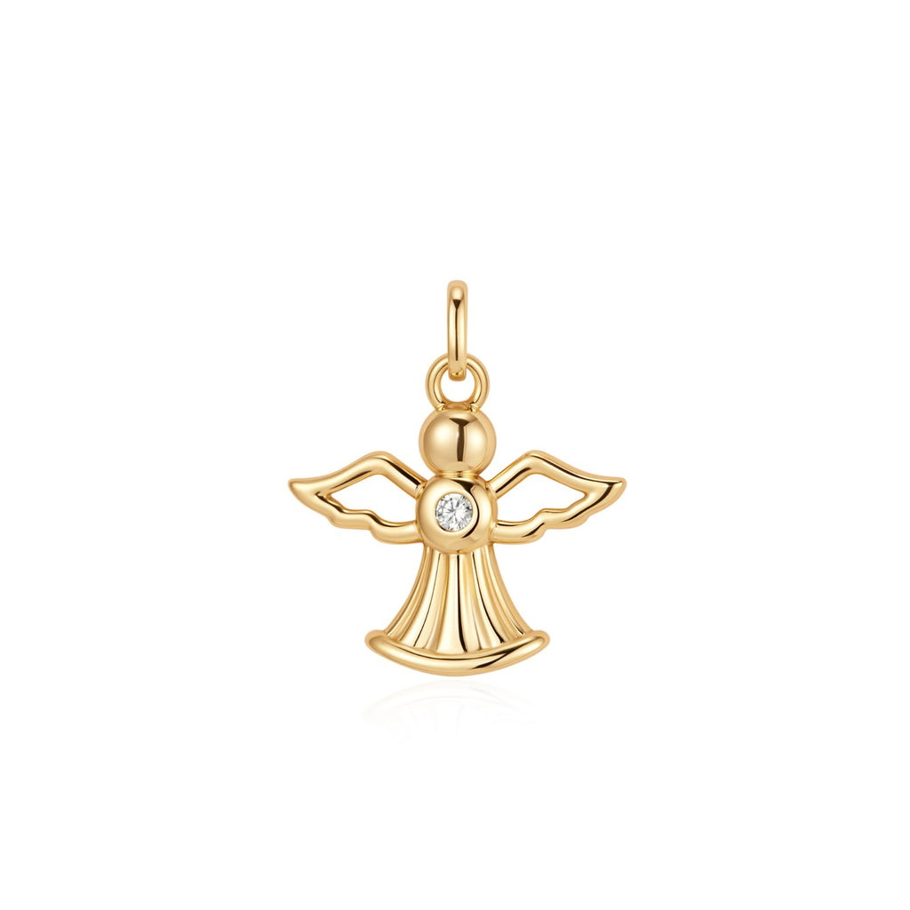 Flush Angel Pendant 9ct Gold Plated Hallmarked British Made All Chain Lengths
