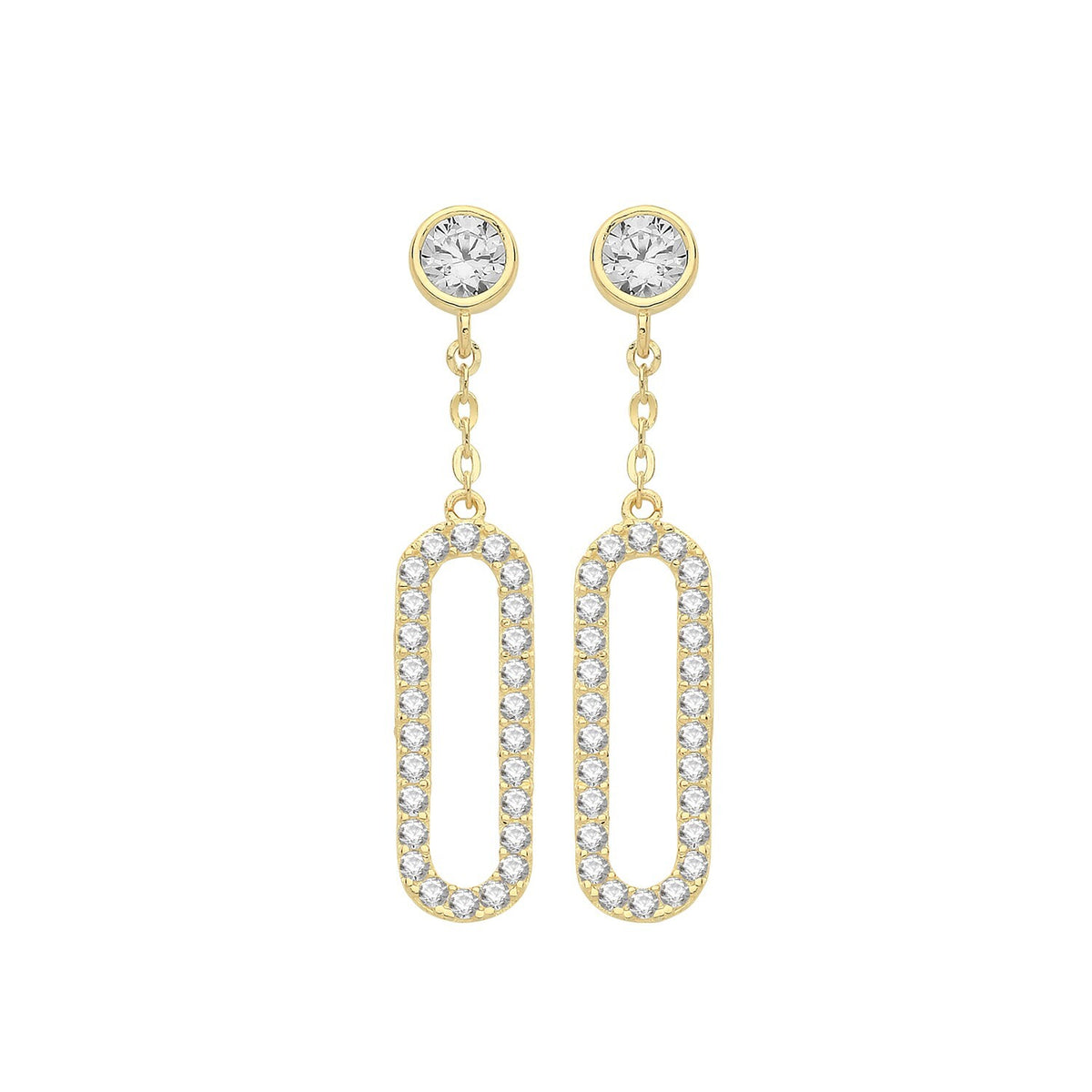 27 Stone Oval Drop Earrings 9ct Yellow Gold 375 Hallmarked Brand New Boxed