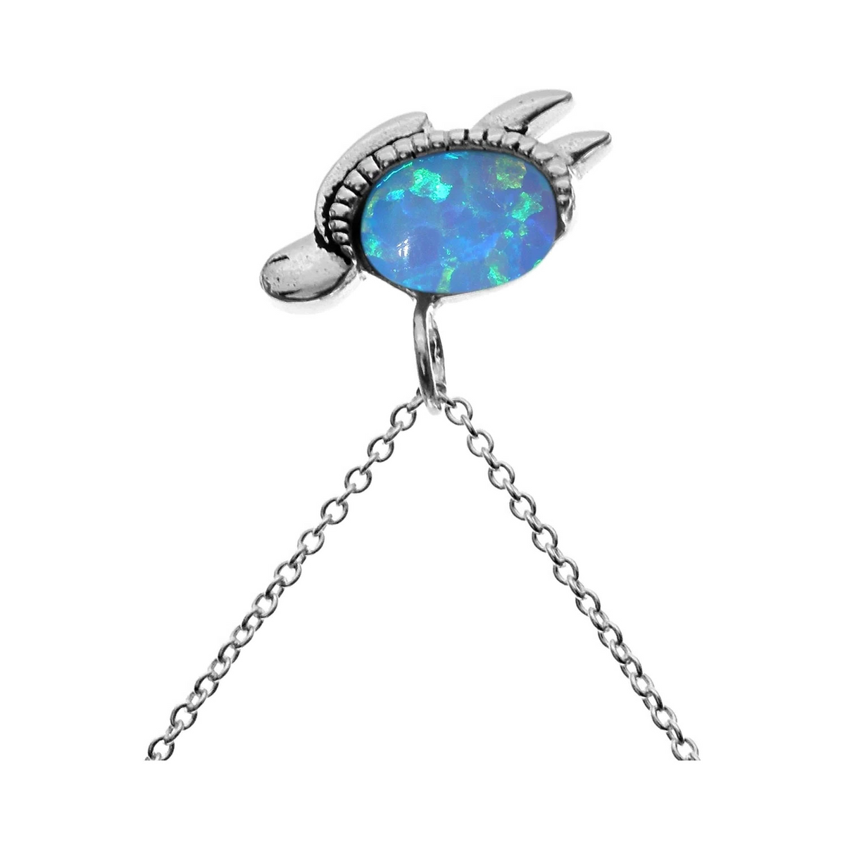 Statement Opal Turtle Necklace Solid Sterling Silver 925 Hallmarked British Made