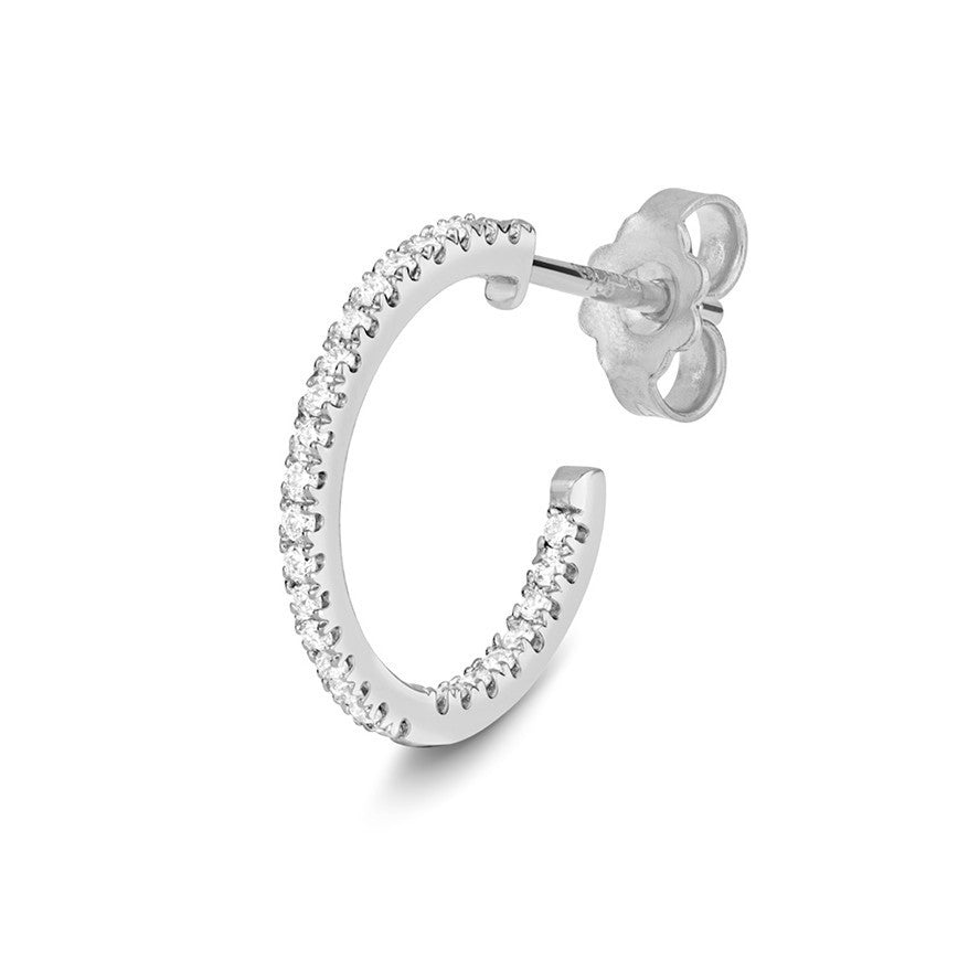 12mm Natural Diamond Hoop Earrings 18ct White Gold Hallmarked British Made