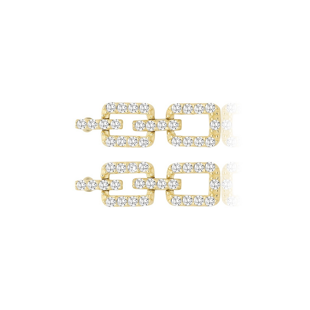 25 Stone Link Drop Earrings 9ct Yellow Gold 375 Hallmarked Brand New
