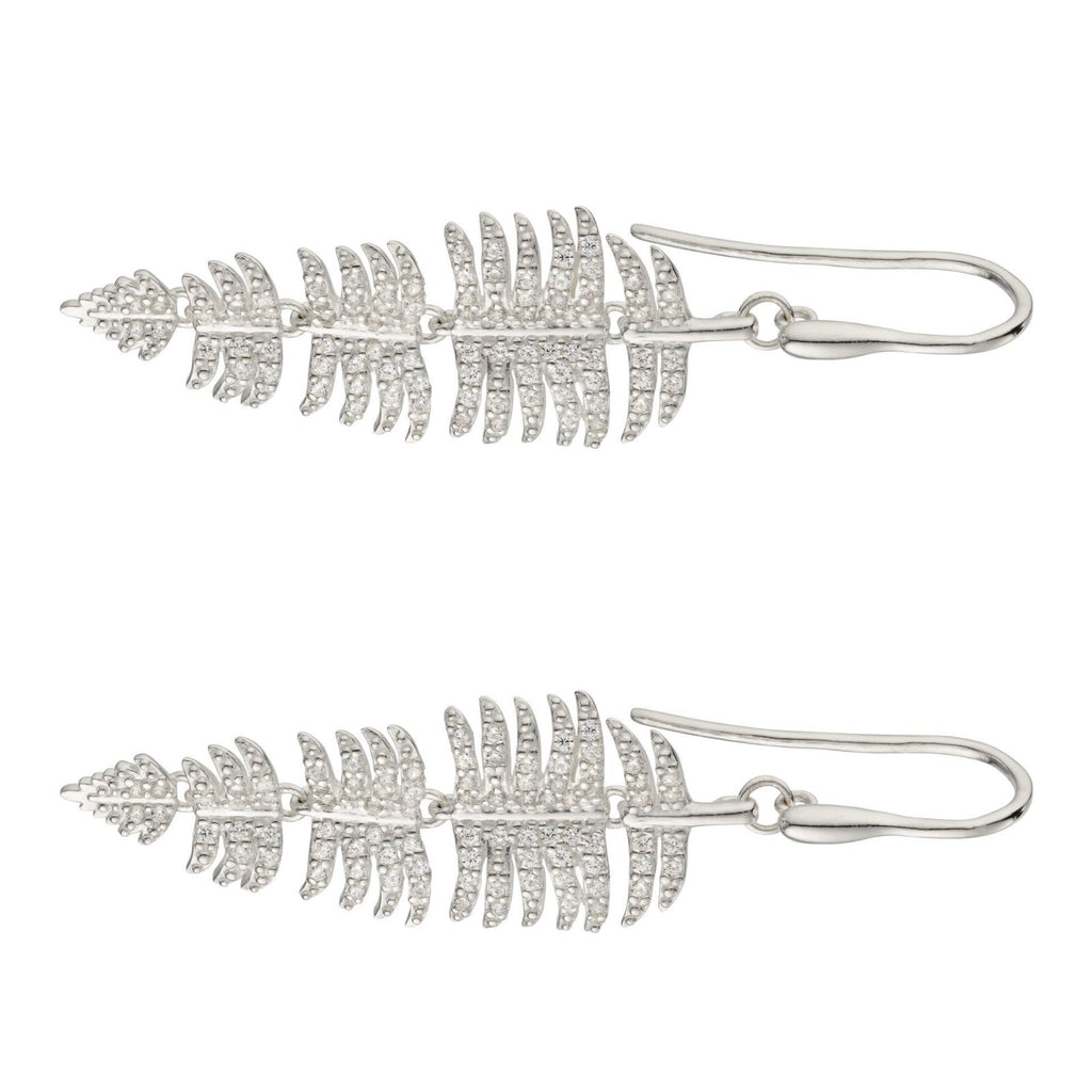 Palm Leaf Drop Earrings Sterling Silver 925 Hallmarked Brand New Boxed