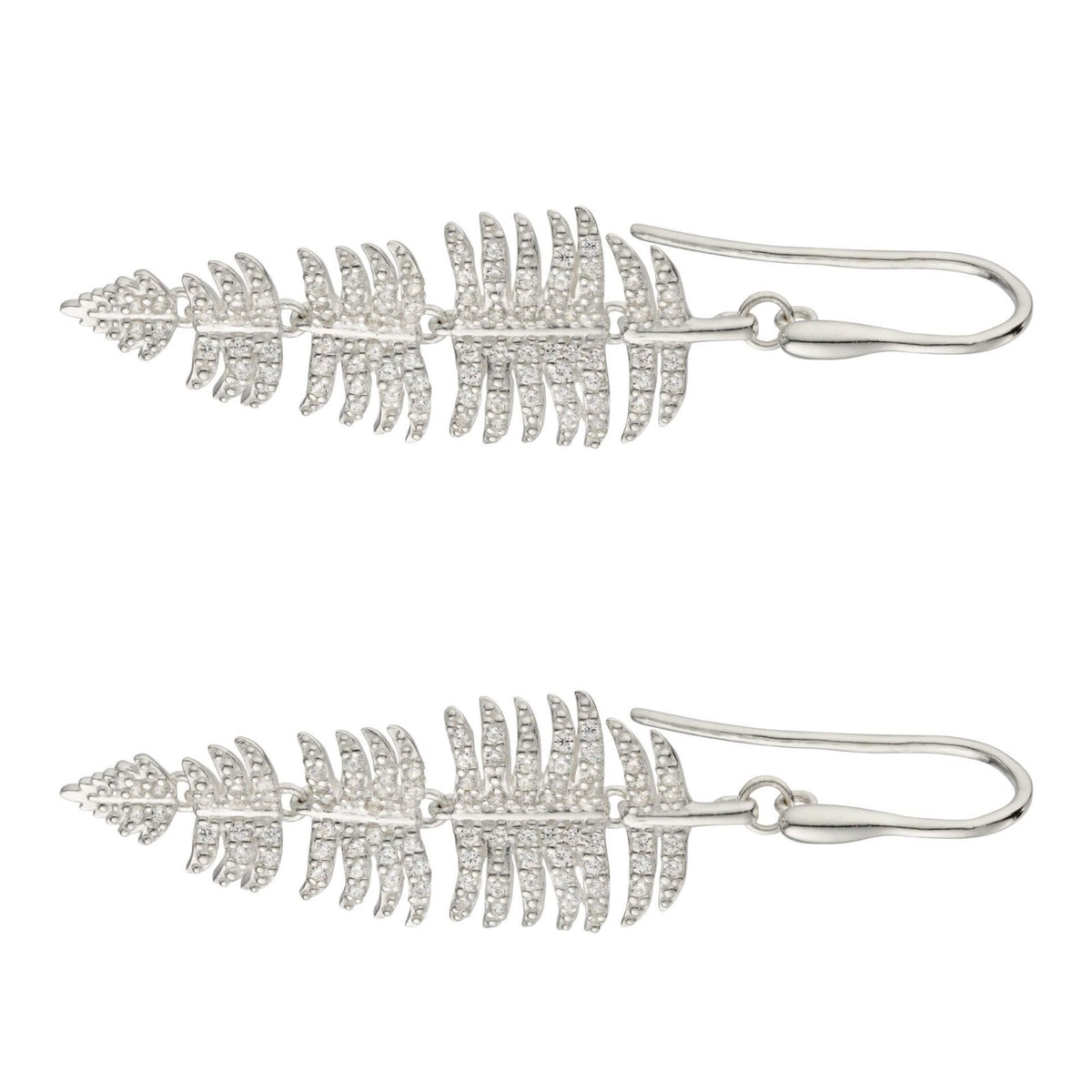 Palm Leaf Drop Earrings Sterling Silver 925 Hallmarked Brand New Boxed