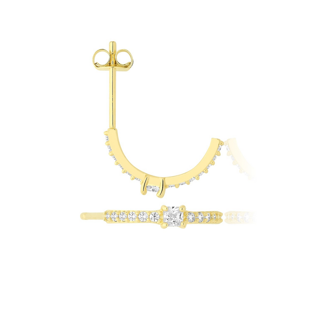 Cushion Statement Half Hoop Earrings 9ct Yellow Gold 375 Hallmarked Brand New