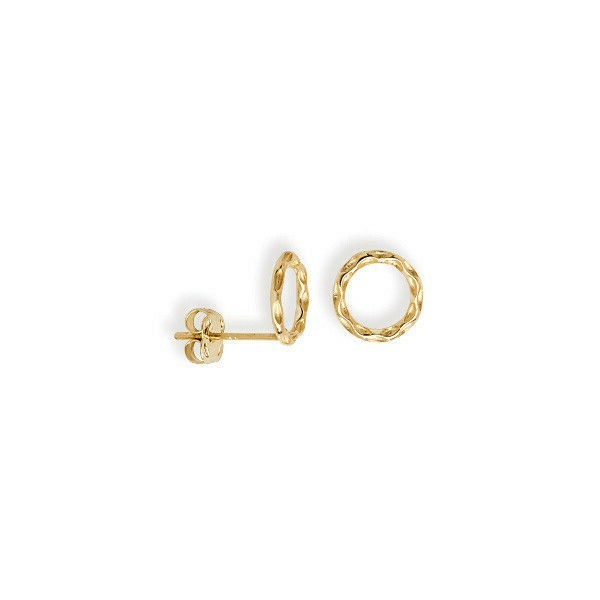 Roped Edge Circle Earrings 9ct Yellow Gold Hallmarked Brand New Boxed
