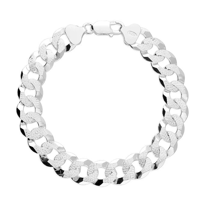 Gents Solid Sterling Silver Italian Bevelled Bracelet British Made 925 Hallmark