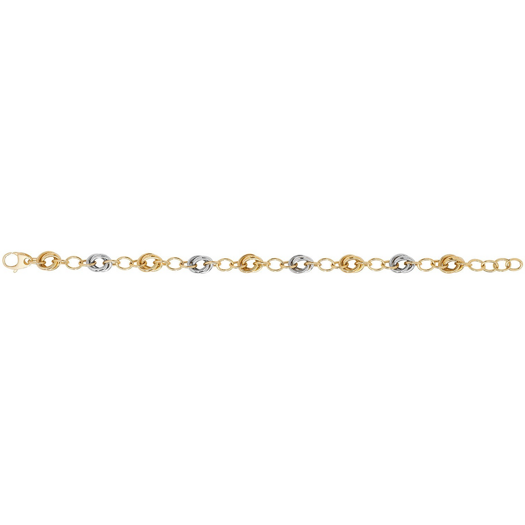 Fancy Oval Link Bracelet 9ct 2 Tone Gold 375 Hallmarked British Made Brand New