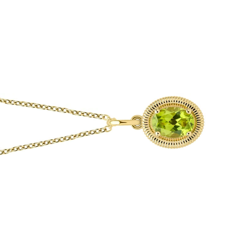 Vintage Oval Peridot Pendant 9ct Yellow Gold 375 Hallmarked British Made