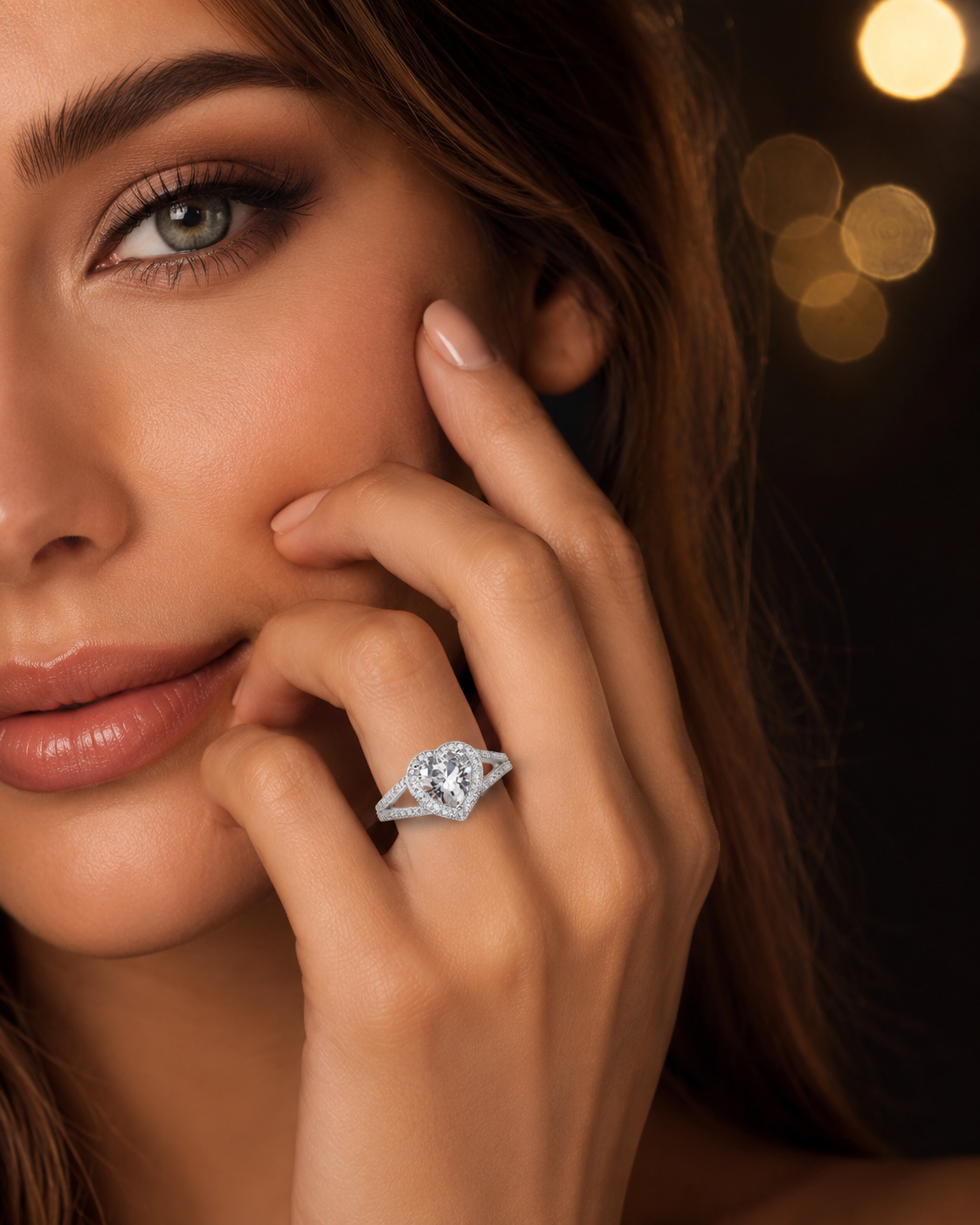 Sterling Silver Halo Heart Ring Engagement Gemstone 925 Hallmarked Size K - T