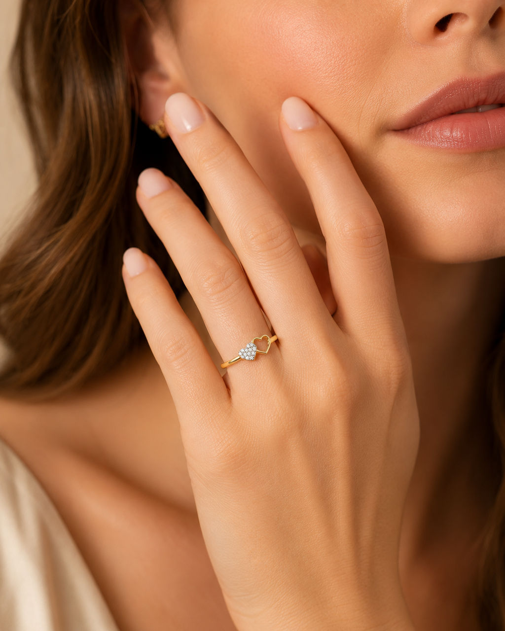 Heart Ring 9ct 2 Tone Gold 375 Hallmarked Sizes J - S British Made
