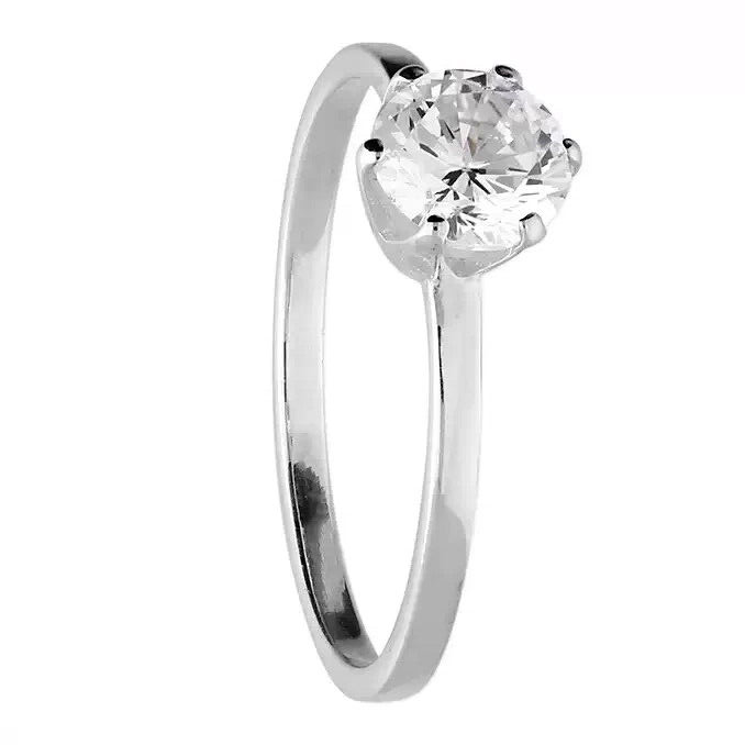 Zircon Solitaire Ring Sterling Silver 925 Hallmarked British Made Size L - R